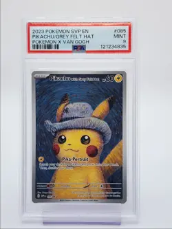 PIKACHU GREY FELT HAT 2023 POKEMON X VAN GOGH BLACK STAR PROMO PSA 9 Q0004 - Image 1