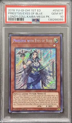 2018 PSA 10 YUGIOH LCKC 1ST ED SECRET RARE PRIESTESS WITH EYES OF BLUE 💎 - Image 1