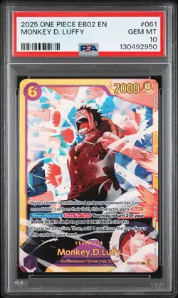 One Piece Extra Booster Anime 25th Collection Monkey D Luffy EB02 061 SEC PSA 10 - Image 1