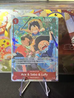 One Piece OP13-007 Ace & Sabo & Luffy SR (Alternate Art) Carrying On His Will NM - Image 1