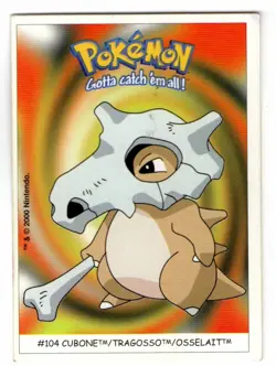 figurina card POKEMON DUNKIN BOOMER numero 104 CUBONE/TRAGOSSO/OSSELAIT - Image 1