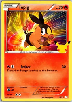 Tepig - 13/25 Promo McDonald's 25th Anniversary Promos 013/025 LP Pokemon Card - Image 1