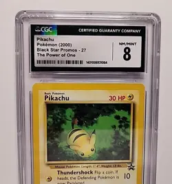 CGC 8 Pikachu Promo #27 Pokemon 2000 Black Star The Power Of One Card Graded - Image 3