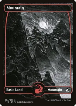 Lot of 20x Mountain #274 - MID Midnight Hunt MTG Magic FULL ART Land NM - Image 1