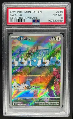 2023 Pokemon SV Paradox Rift Swablu #213/182 PSA 8 - Image 1