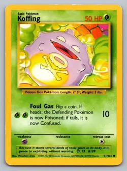 Pokemon TCG Base Set Koffing 051/102 - Image 1
