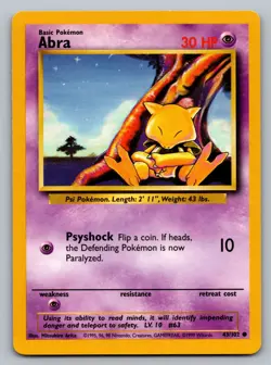 Pokemon TCG Base Set Abra 043/102 - Image 1