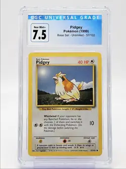 PIDGEY 1999 POKEMON BASE SET UNLIMITED COMMON 57/102 CGC 7.5 Q5650 - Image 1