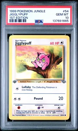 1999 POKEMON JUNGLE 1ST ED #54 JIGGLYPUFF PSA 10 - Image 1