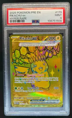 2025 Pokemon PRE EN Pikachu Ex Hyper Rare #179/131 PSA 9 - Image 1