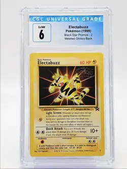 ELECTABUZZ 1999 POKEMON BLACK STAR PROMO MEWTWO STRIKES BACK #2 CGC 6 Q5650 - Image 1