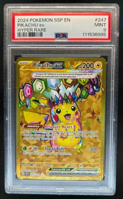 2024 Pokemon SSP EN Pikachu Ex Hyper Rare #247/191 PSA 9 - Image 1