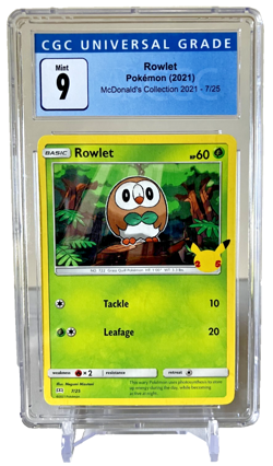 CGC 9 Rowlet 007/025 McDonald's 25th Anniversary Regular Pokemon Graded Slab - Image 1