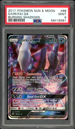 2017 Pokemon Burning Shadows #88 Darkrai GX PSA 9 Mint - Image 1