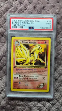2000 POKEMON GYM CHALLENGE 1ST EDITION BLAINE'S NINETALES 21/132 RARE PSA 9 MINT - Image 1
