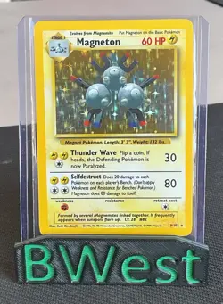 Magneton Base Set Holo Rare 9/102 Pokemon Card 1999 LP MP - Image 1