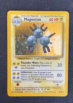 Magneton Base Set Holo Rare 9/102 Pokemon Card 1999 LP MP - Image 2