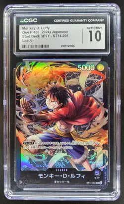 2024 ONE PIECE CCG JAPANESE MONKEY D. LUFFY ST14-001 LEADER CGC 10 C RC7 - Image 1
