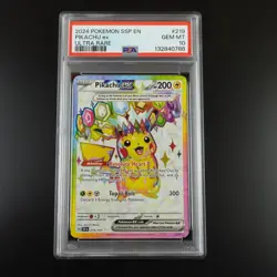 PSA 10 Pikachu EX 219/191 Pokemon Surging Sparks Holo Full Art Graded Card - Image 1