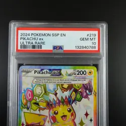 PSA 10 Pikachu EX 219/191 Pokemon Surging Sparks Holo Full Art Graded Card - Image 2
