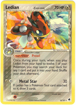 Ledian 18/101 EX Dragon Frontiers Regular Rare Pokemon Card - Image 1