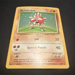 Pokemon Hitmonchan Base Set Holo 70 HP 7/102 English TCG Card - Image 1