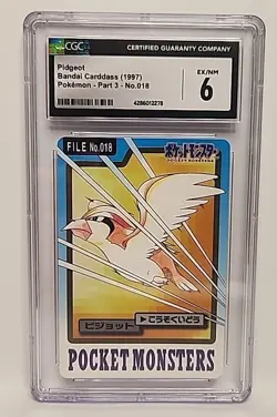Pidgeot No. 018 Pokemon 1997 Bandai Carddass Japanese Card Graded CGC 6 EX/NM - Image 1