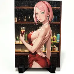 Naruto Sakura Haruno Sexy Dress Anime Waifu Girl Doujin Goddess Glitter Art Card - Image 1