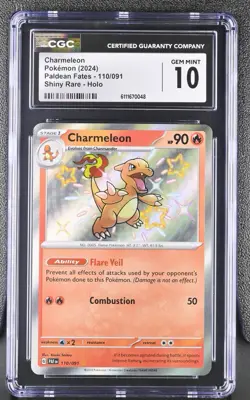 CHARMELEON 110/091 SHINY RARE HOLO PALDEAN FATES POKEMON CGC 10 GEM MINT - Image 1