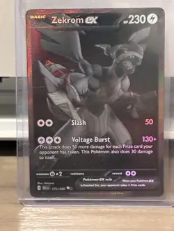 Pokemon Zekrom ex Sv: Black Bolt 172/086 Black White Rare EX 230 Holo - Image 1