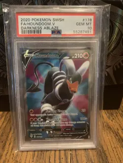 Pokemon Darkness Ablaze Full Art Houndoom V Ultra Rare 178/189 PSA 10 Gem - Image 1