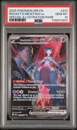 2025 POKEMON DRI EN-DESTINED RIVALS #231 TEAM ROCKET'S MEWTWO EX PSA 10 - Image 1