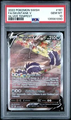 SKUNTANK V #181 PSA 10 2022 POKEMON SWORD & SHIELD SILVER TEMPEST FULL ART - Image 1