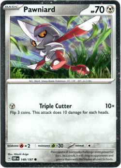 Pawniard - 148/197 SV03 Obsidian Flames Cosmos Holo TCG Pokemon LP/NM - Image 1