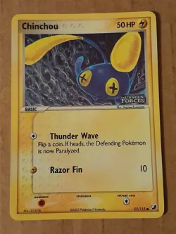 Pokemon Chinchou 52/115 ex Unseen Forces Reverse Holo NM See Pictures - Image 1