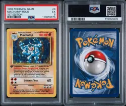 1999 Pokemon Game Machamp Holo 1st Edition PSA 5 - Image 3