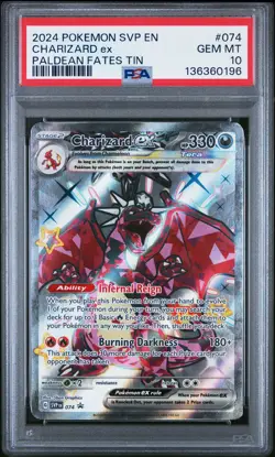 2024 POKEMON SVP EN-SV BLACK STAR PROMO PALDEAN FATES TIN CHARIZARD EX PSA 10 - Image 1