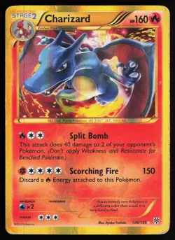 2012 Pokemon Plasma Storm Charizard Secret Rare Holo #136 /135 DMG - Image 1