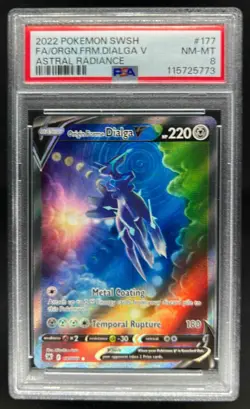 2022 Pokemon SWSH Astral Radiance Origin Forme Dialga V #177/189 PSA 8 - Image 1