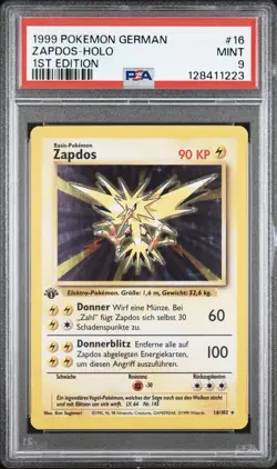 1999 Pokemon GERMAN 1st Edition Base Set Zapdos Holo 16/102 PSA 9 MINT - Image 1