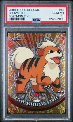2000 TOPPS CHROME POKEMON T.V. #58 GROWLITHE PSA 10 - Image 1