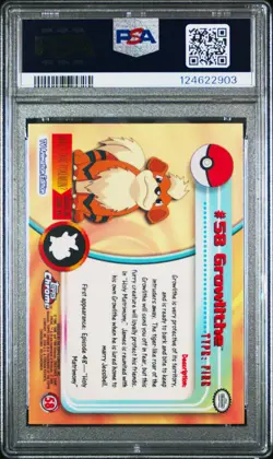2000 TOPPS CHROME POKEMON T.V. #58 GROWLITHE PSA 10 - Image 2