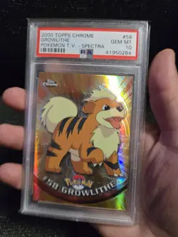 PSA 10 2000 Pokemon Game Topps Chrome Growlithe Spectra TV Rare Base Series 1GEM - Image 3