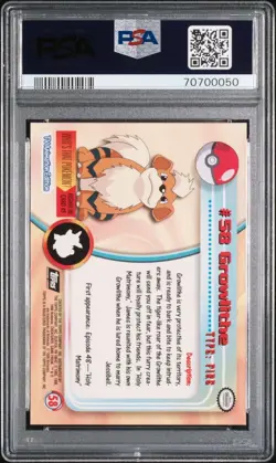 PSA 10 GEM MINT Growlithe #58 Blue Logo 1999 Pokemon Topps TV Series 1 Slab - Image 2