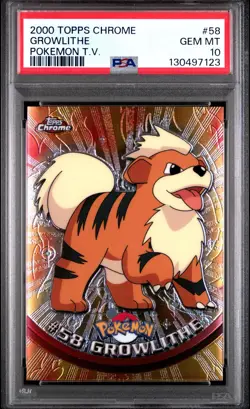 PSA 10 Topps Chrome Pokemon T.V 58 Growlithe Graded Pokemon Card - Image 1