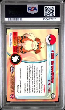 PSA 10 Topps Chrome Pokemon T.V 58 Growlithe Graded Pokemon Card - Image 2