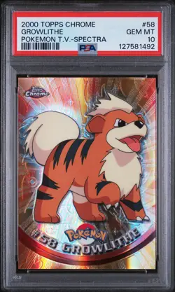 2000 TOPPS CHROME POKEMON T.V. SPECTRA #58 GROWLITHE PSA 10 - Image 1