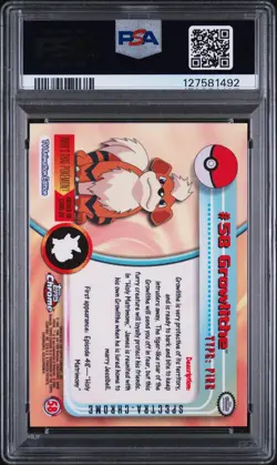 2000 TOPPS CHROME POKEMON T.V. SPECTRA #58 GROWLITHE PSA 10 - Image 2
