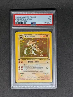 1999 Pokemon Fossil 1st Edition #9 Kabutops Holo PSA 7 - Image 1