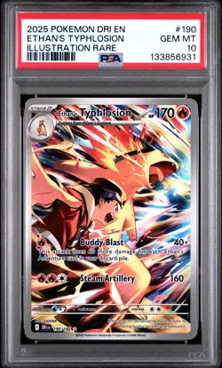 2025 POKEMON DRI EN DESTINED RIVALS ILLUSTRATION RARE ETHAN'S TYPHLOSION PSA 10 - Image 1